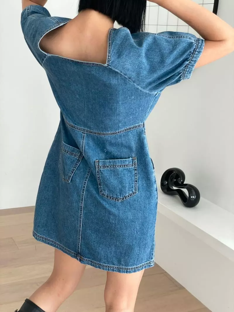 Almond Pepe - Korean Women Fashion - #shopsmall - Jenny Denim One-piece - 5