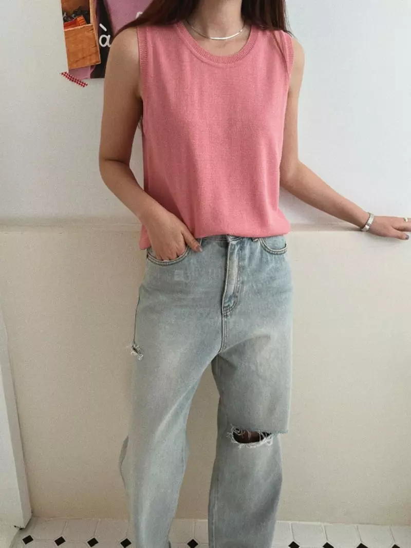 Almond Pepe - Korean Women Fashion - #romanticstyle - Winds Linen Knit Tee - 4