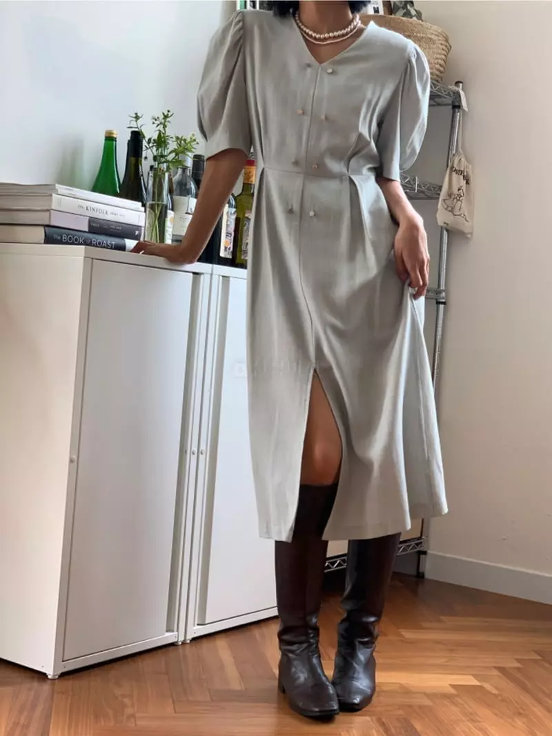 Almond Pepe - Korean Women Fashion - #thatsdarling - Tulip Puff One-piece - 12