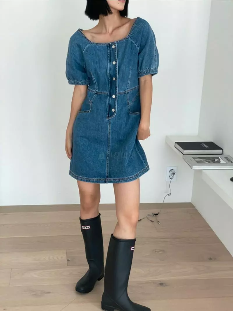 Almond Pepe - Korean Women Fashion - #thatsdarling - Jenny Denim One-piece - 6