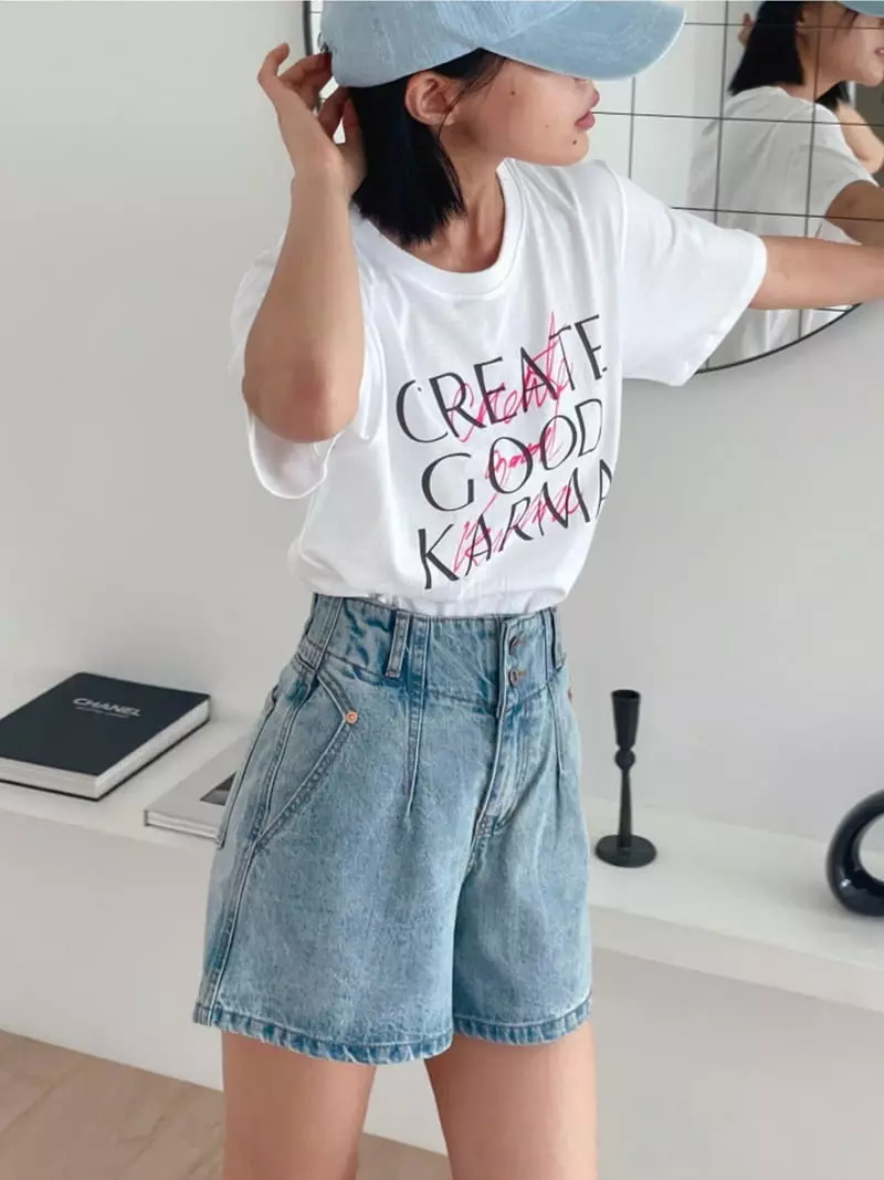 Almond Pepe - Korean Women Fashion - #vintageinspired - Hand Printing Tee - 11