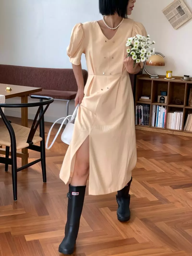 Almond Pepe - Korean Women Fashion - #vintageinspired - Tulip Puff One-piece - 6