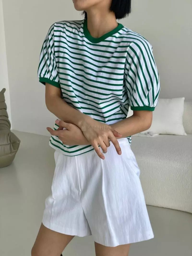 Almond Pepe - Korean Women Fashion - #vintagekidsstyle - Candy Stripes Tee - 3