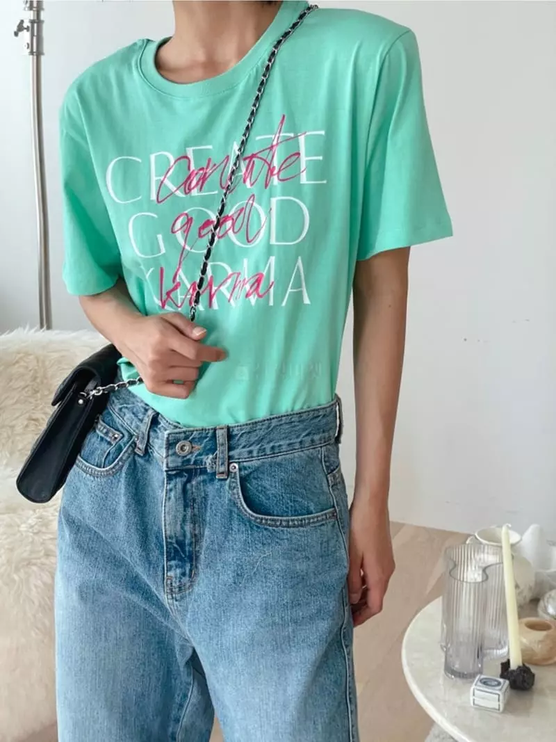 Almond Pepe - Korean Women Fashion - #womensfashion - Hand Printing Tee - 2
