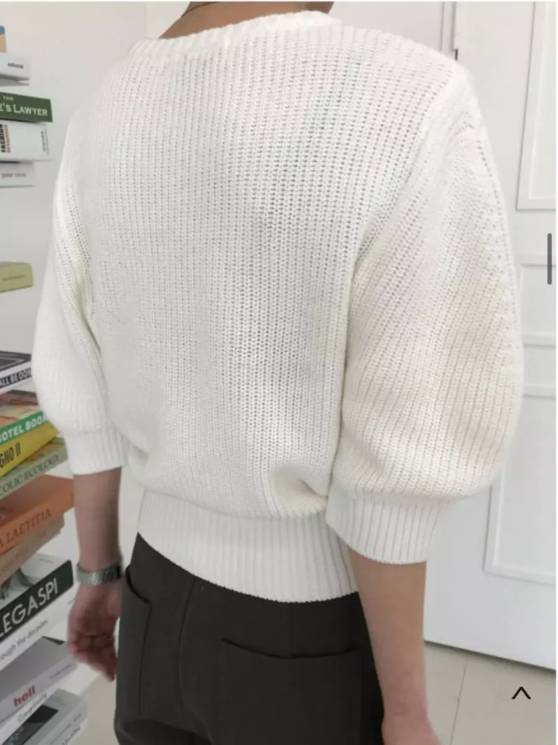 Almond Pepe - Korean Women Fashion - #momslook - Forin Puff Knit Tee - 4