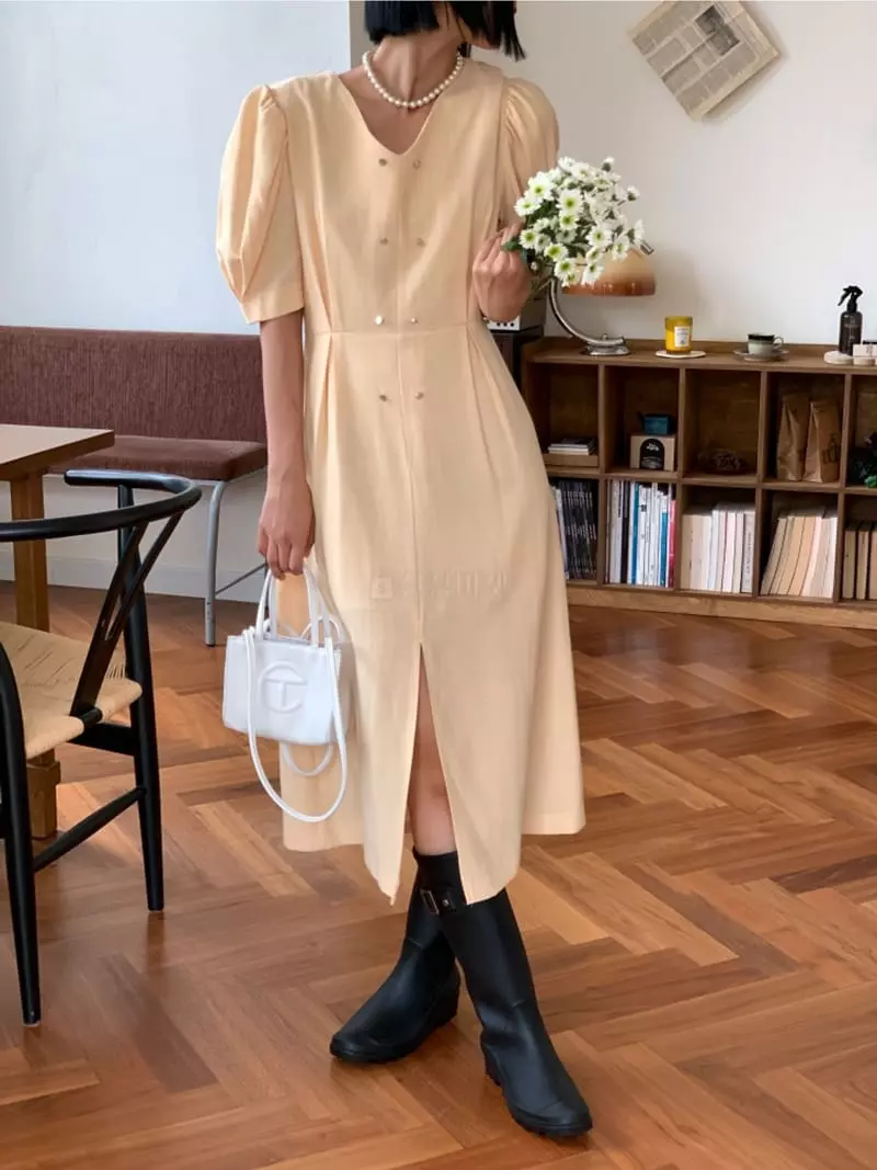 Almond Pepe - Korean Women Fashion - #womensfashion - Tulip Puff One-piece - 5