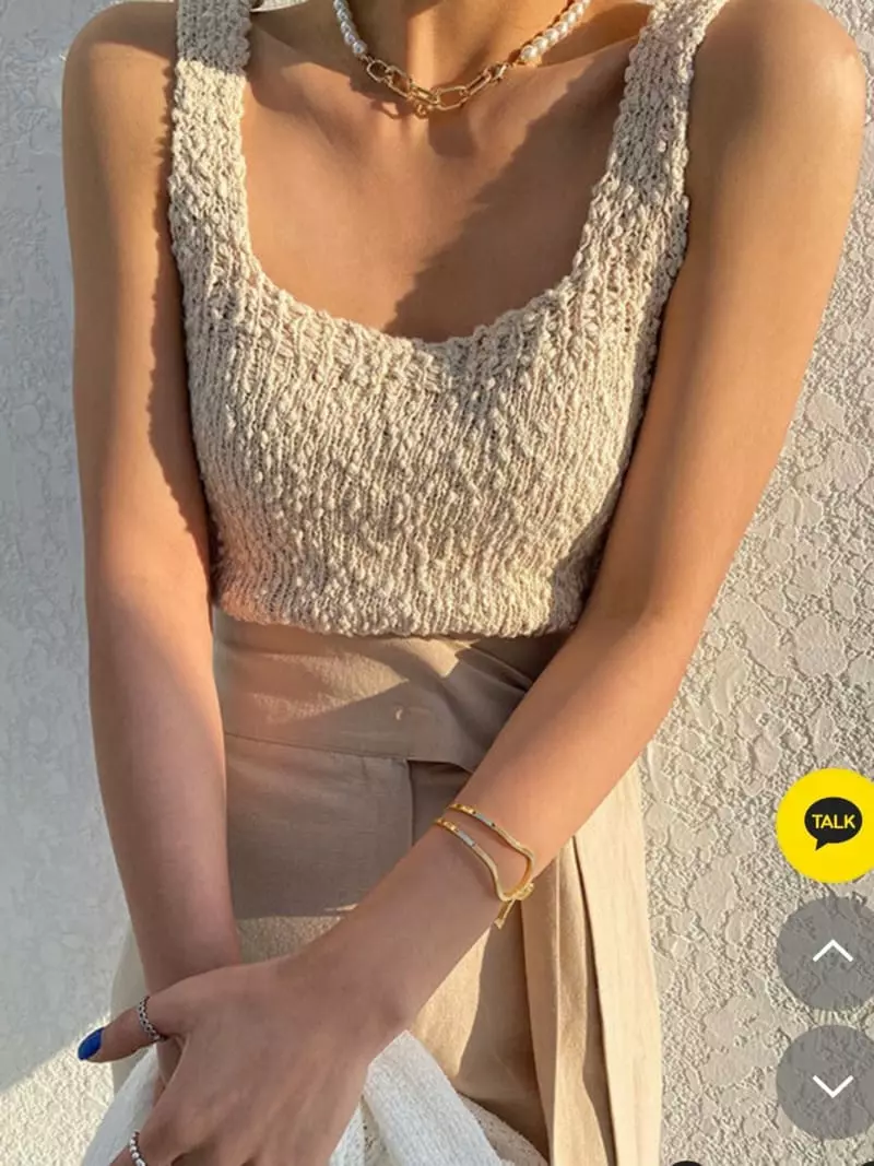 Almond Pepe - Korean Women Fashion - #womensfashion - Slub Knit Sleeveless - 5