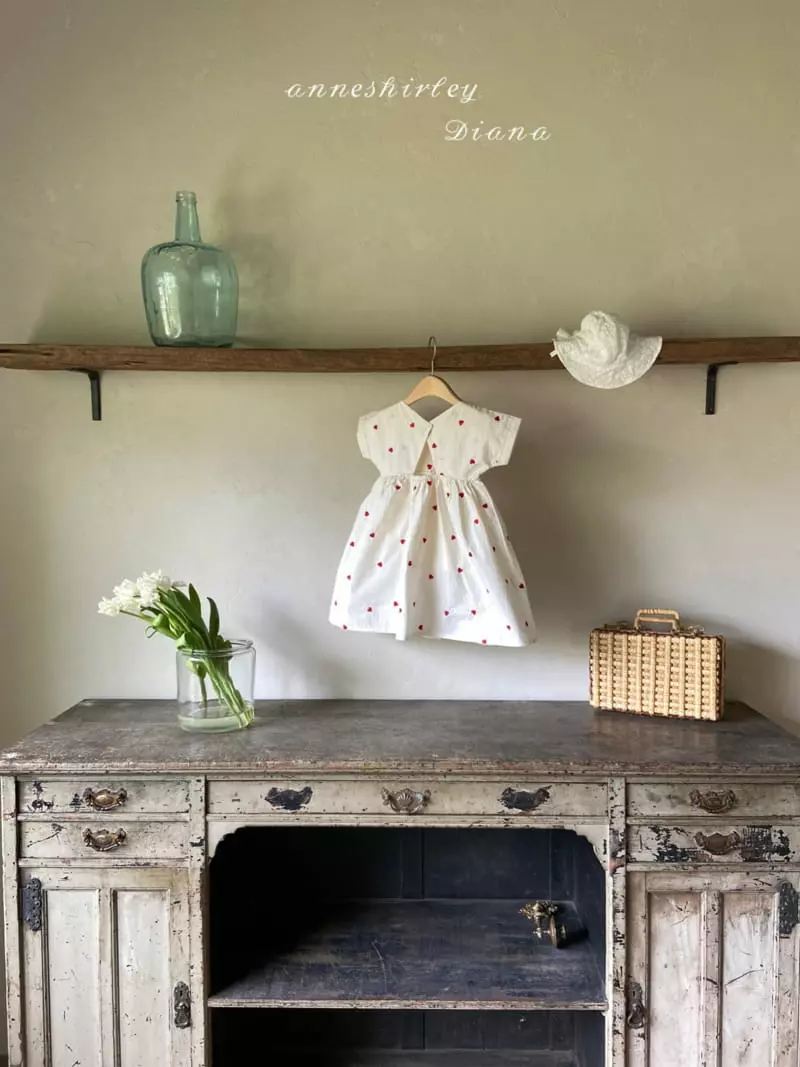 Anne Shirley - Korean Baby Fashion - #babyoutfit - Heart Embroidery One-piece - 5