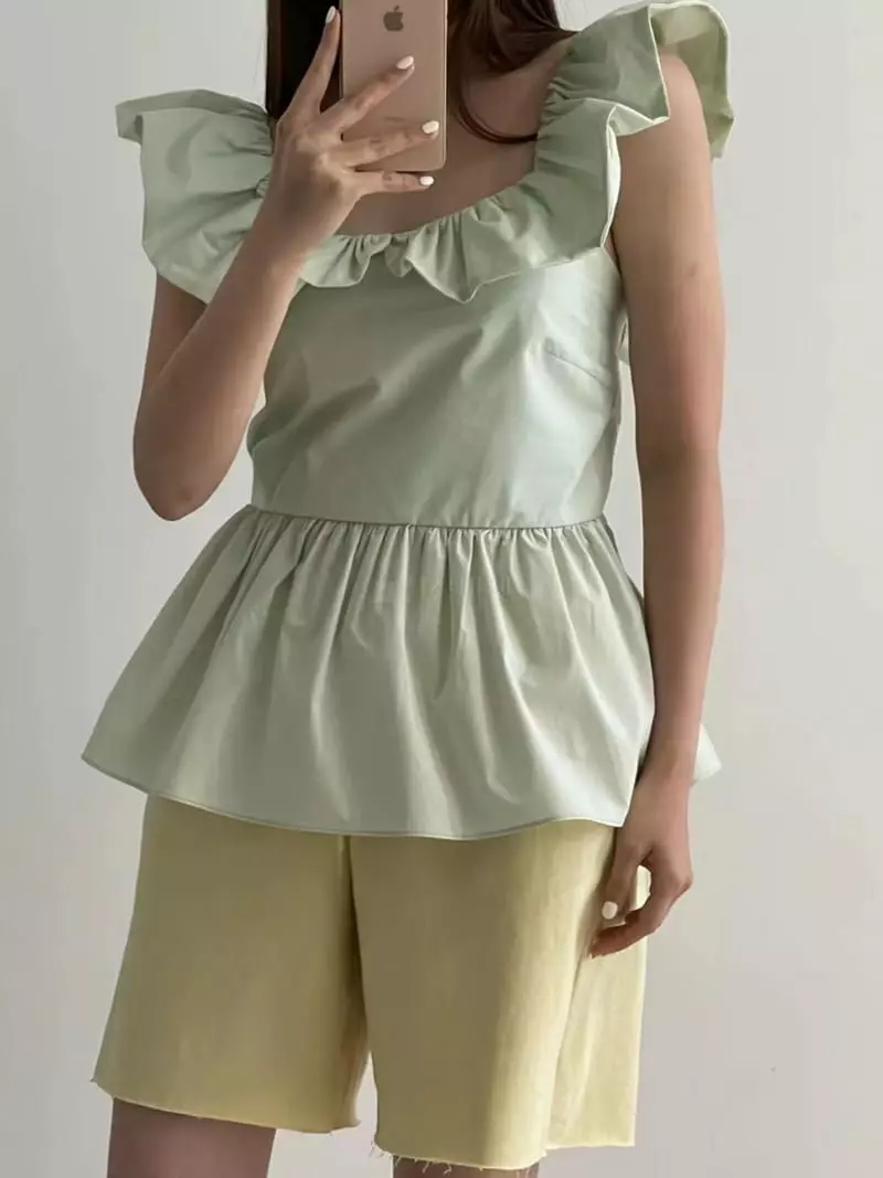 Another Avenue - Korean Women Fashion - #momslook - Sleeveles Frill Blouse - 12