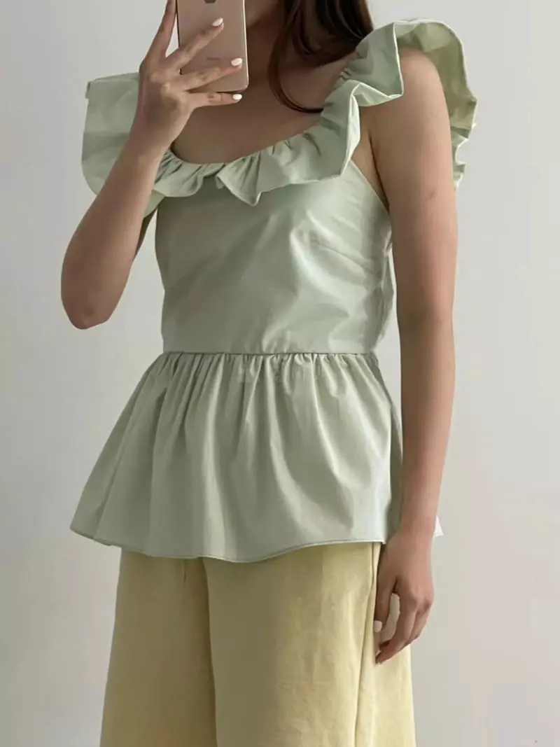 Another Avenue - Korean Women Fashion - #momslook - Sleeveles Frill Blouse - 6