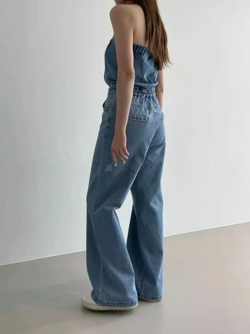 Another Avenue - Korean Women Fashion - #vintagekidsstyle - Top Deim Jumpsuit - 9