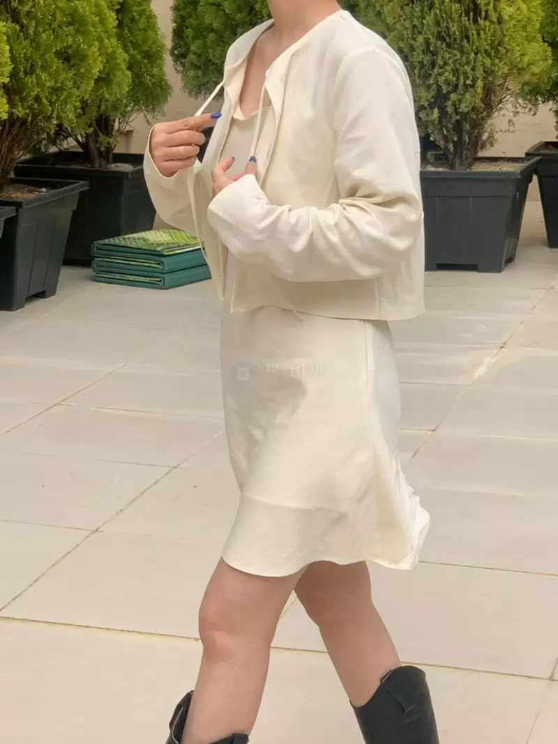 Another Muse - Korean Women Fashion - #momslook - Plare Cardigan One-piece Set - 3
