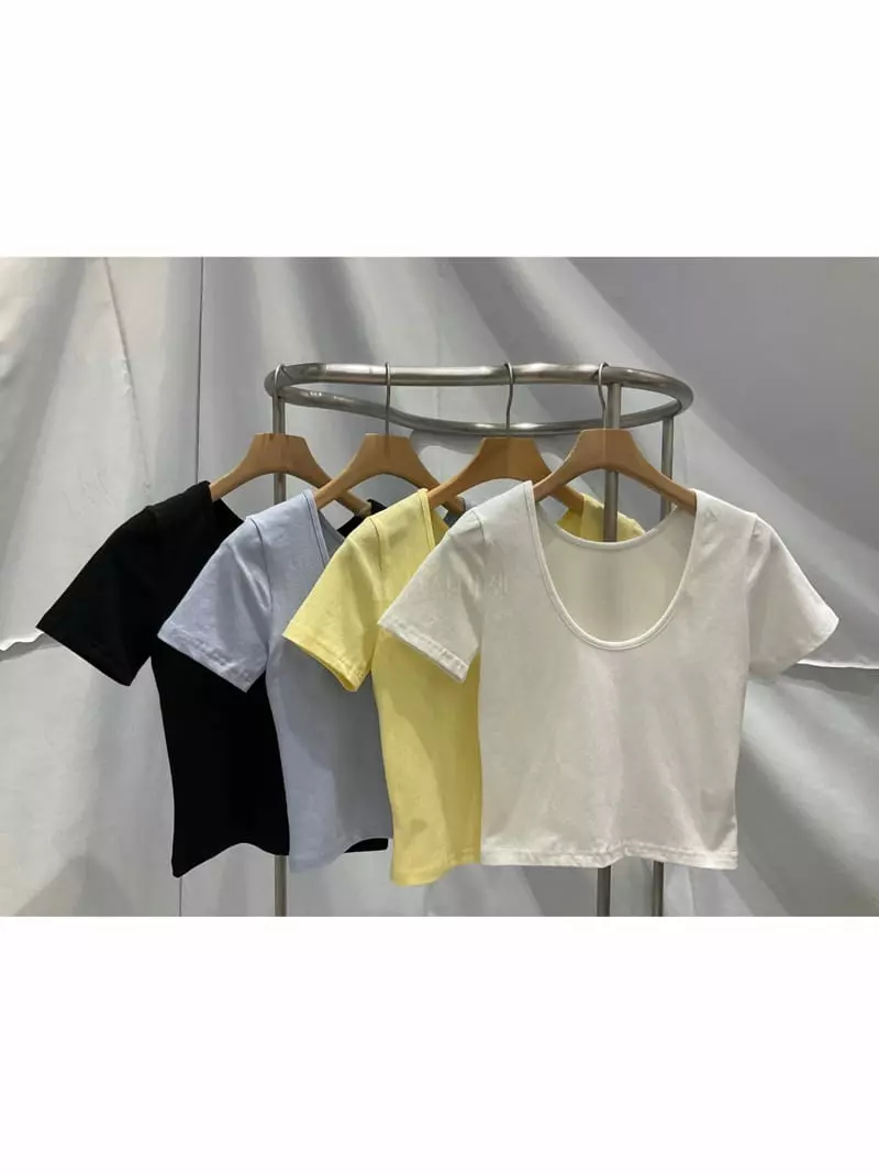 Another Muse - Korean Women Fashion - #momslook - Back U Neck Tee - 2