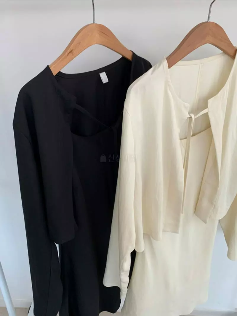 Another Muse - Korean Women Fashion - #womensfashion - Plare Cardigan One-piece Set - 2