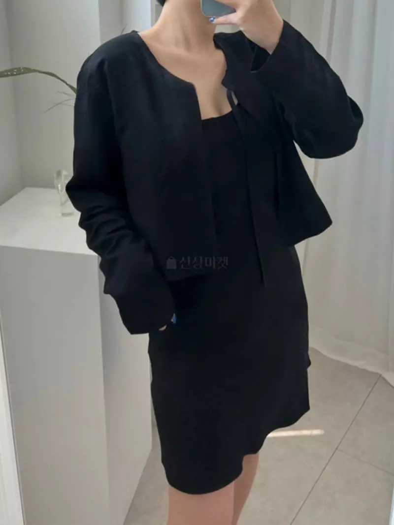 Another Muse - Korean Women Fashion - #momslook - Plare Cardigan One-piece Set - 4