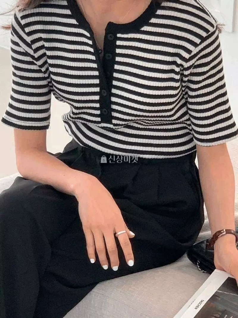 Atthismoment - Korean Women Fashion - #momslook - Stripes Tee - 2
