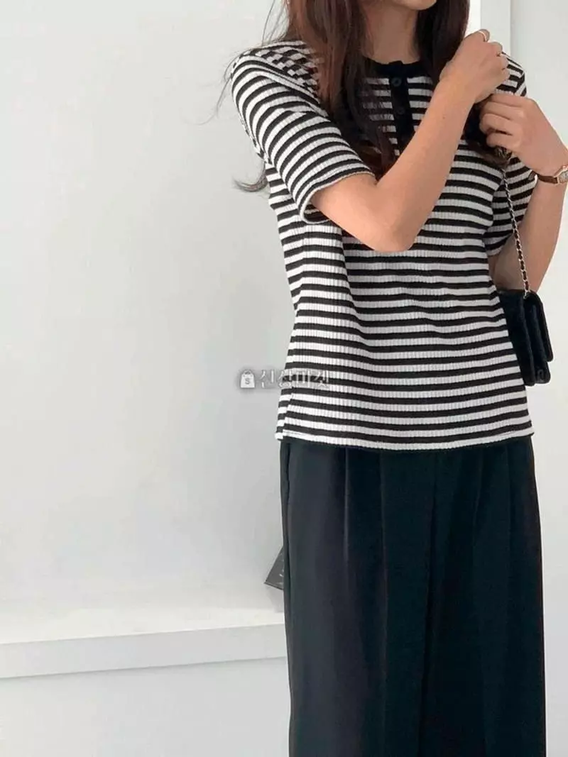 Atthismoment - Korean Women Fashion - #momslook - Stripes Tee - 3
