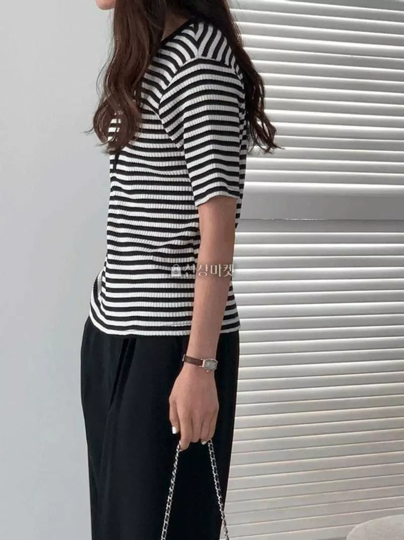Atthismoment - Korean Women Fashion - #momslook - Stripes Tee - 4