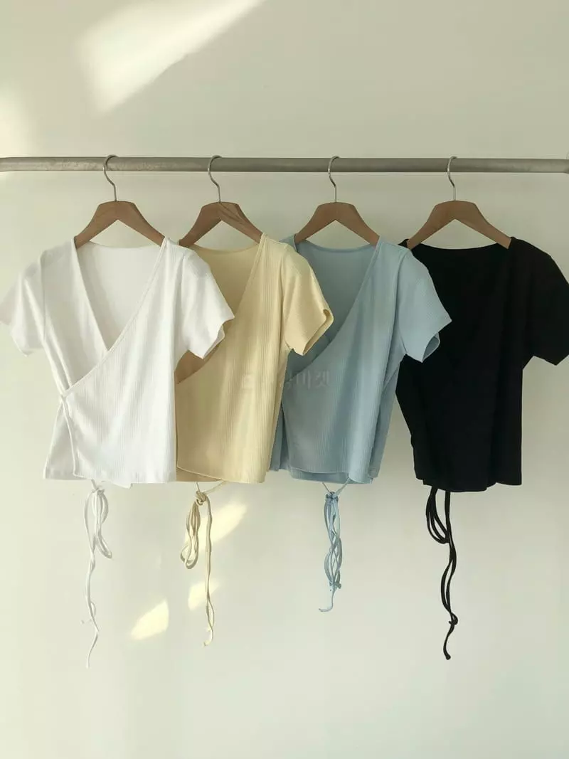 Avecnous - Korean Women Fashion - #momslook - Berry Rib Wrap Tee - 3