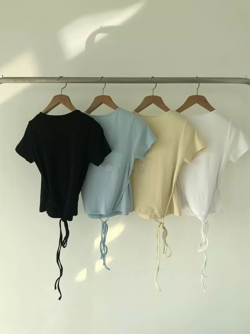 Avecnous - Korean Women Fashion - #momslook - Berry Rib Wrap Tee - 4