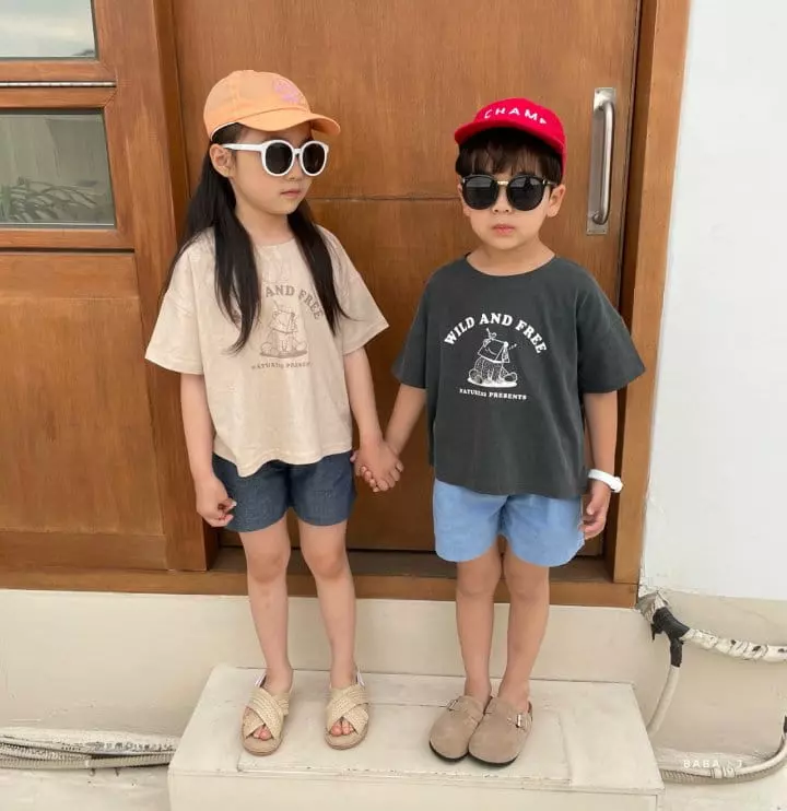 Baba J - Korean Children Fashion - #kidsstore - Camping Bear Pigmnet Tee