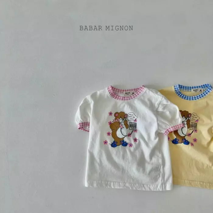 Babar Mignon - Korean Children Fashion - #Kfashion4kids - Bell Bear Check Tee - 3