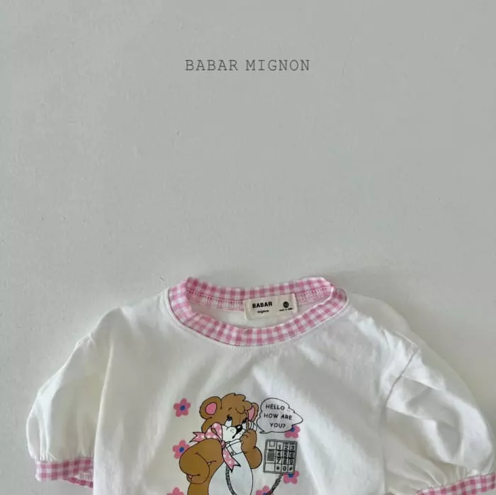 Babar Mignon - Korean Children Fashion - #childofig - Bell Bear Check Tee - 11