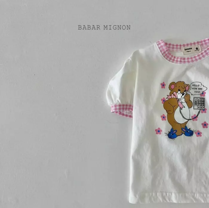 Babar Mignon - Korean Children Fashion - #childrensboutique - Bell Bear Check Tee - 12