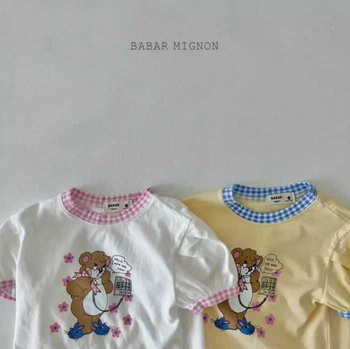 Babar Mignon - Korean Children Fashion - #Kfashion4kids - Bell Bear Check Tee - 4