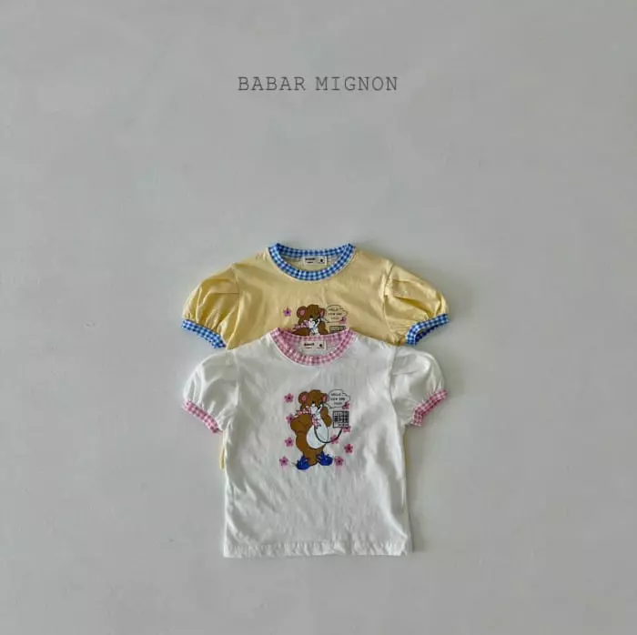 Babar Mignon - Korean Children Fashion - #magicofchildhood - Bell Bear Check Tee - 5