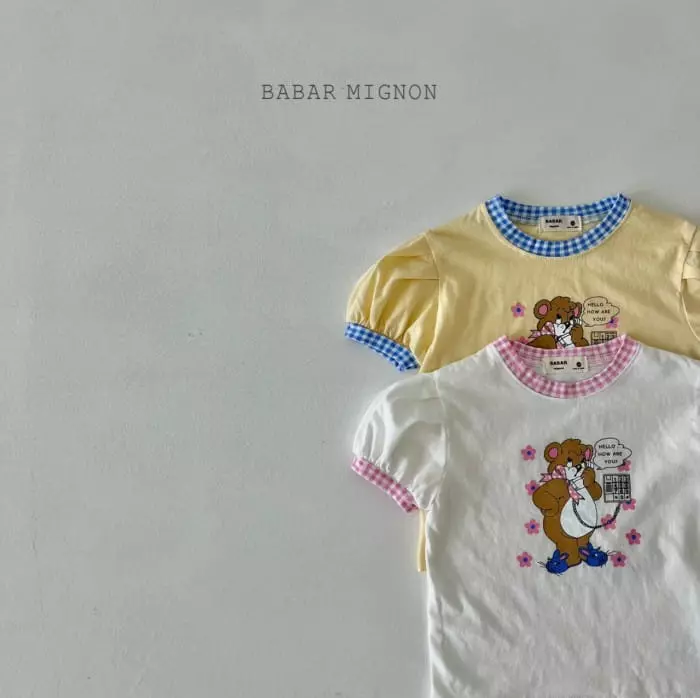 Babar Mignon - Korean Children Fashion - #minifashionista - Bell Bear Check Tee - 6