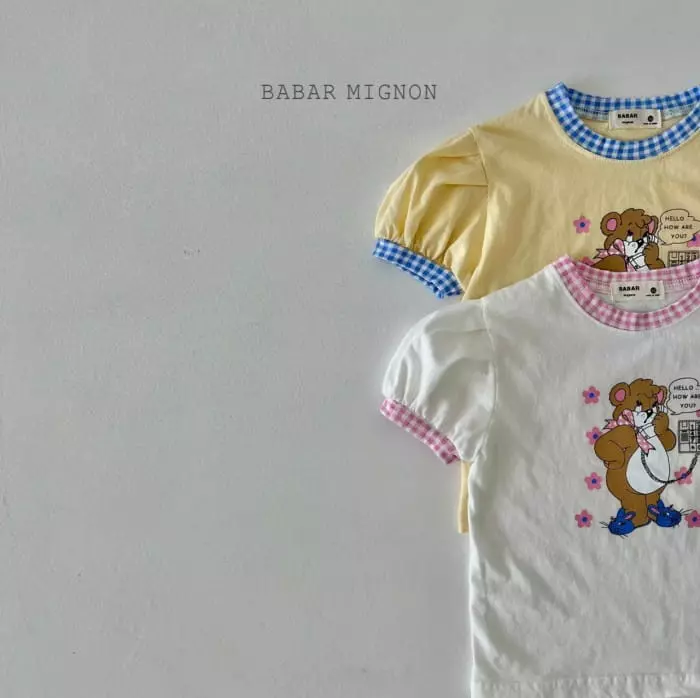 Babar Mignon - Korean Children Fashion - #prettylittlegirls - Bell Bear Check Tee - 7