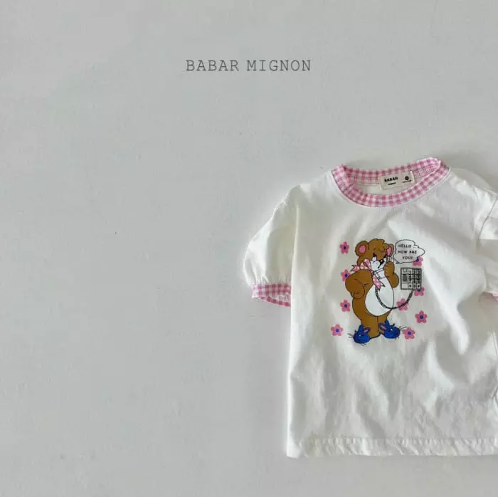 Babar Mignon - Korean Children Fashion - #stylishchildhood - Bell Bear Check Tee - 10