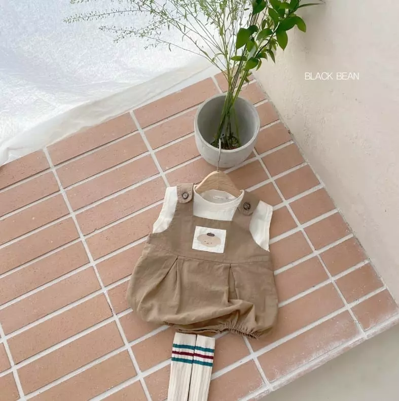 Black Bean - Korean Baby Fashion - #babyboutique - Bebe Merry Dungarees Sleeeveless Set - 3