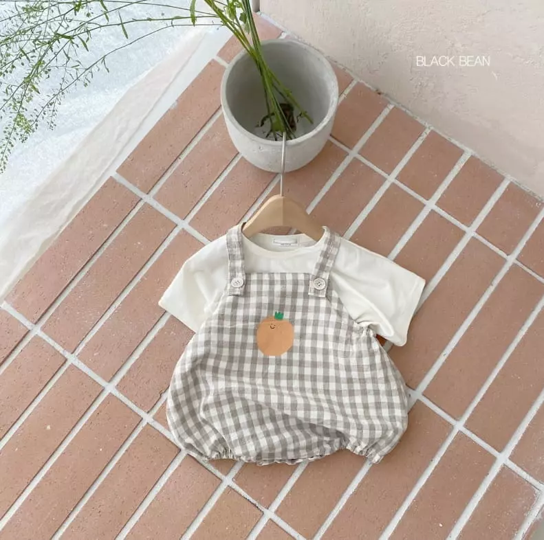 Black Bean - Korean Baby Fashion - #babyboutique - Bebe Pams Dungarees Set
