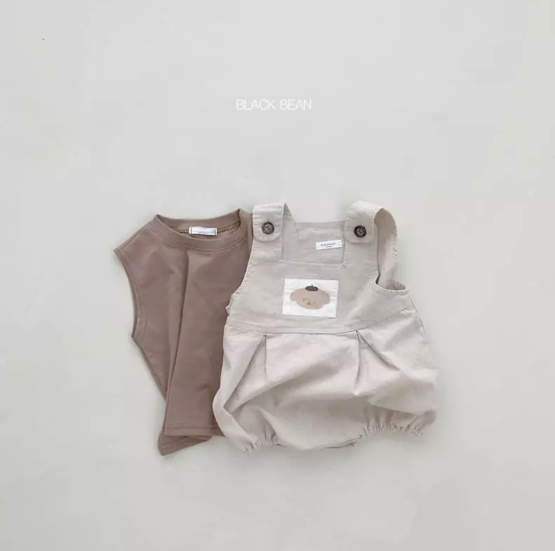 Black Bean - Korean Baby Fashion - #babyclothing - Bebe Merry Dungarees Sleeeveless Set - 5