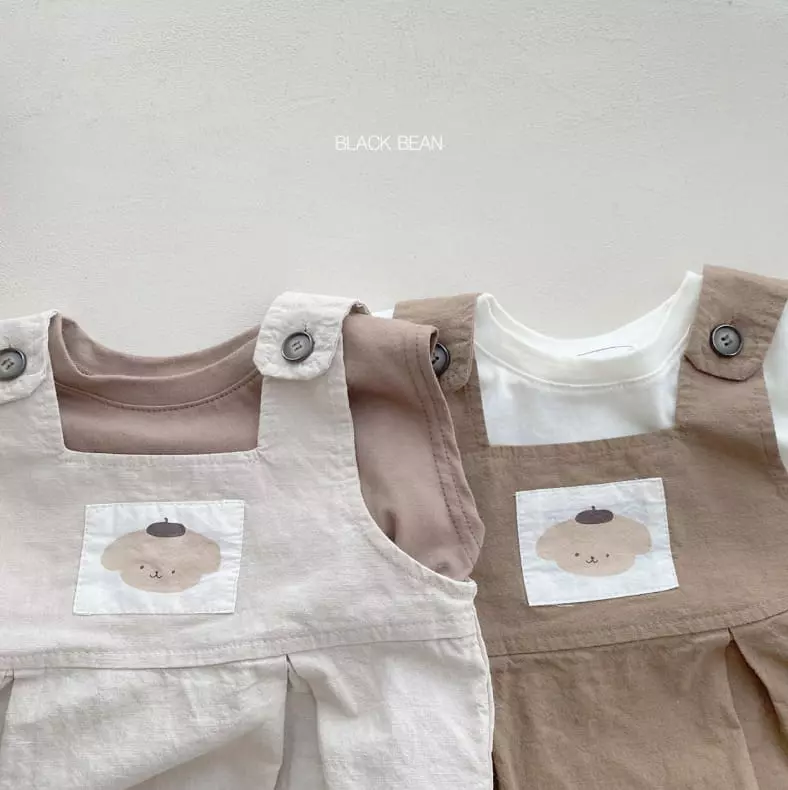 Black Bean - Korean Baby Fashion - #babyfever - Bebe Merry Dungarees Sleeeveless Set - 7