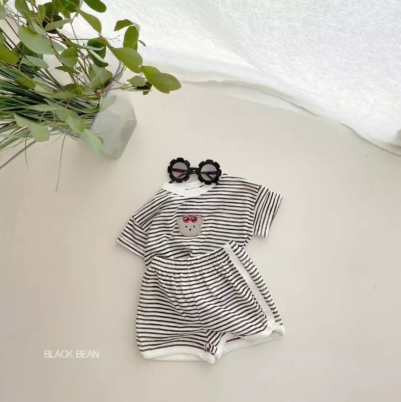 Black Bean - Korean Baby Fashion - #babyoninstagram - Bebe Vacance Top Bottom Set - 3