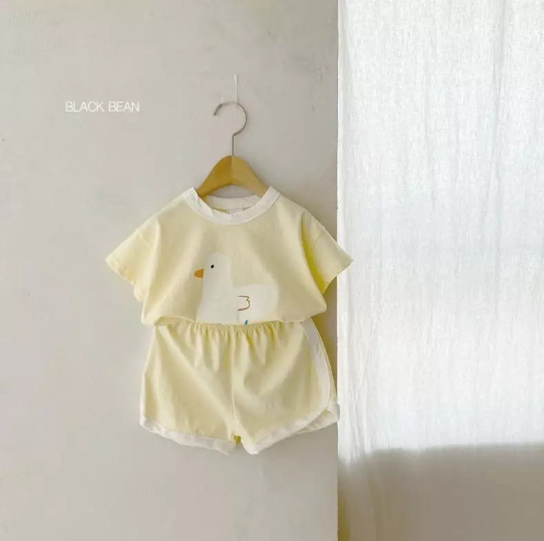Black Bean - Korean Baby Fashion - #babyoninstagram - Bebe Duck Top Bottom Set - 2