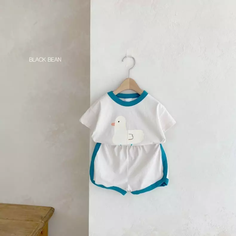 Black Bean - Korean Baby Fashion - #babyootd - Bebe Duck Top Bottom Set - 4