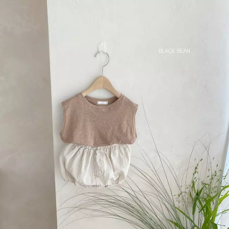 Black Bean - Korean Baby Fashion - #onlinebabyshop - Bebe Brown Top Bottom Set - 2