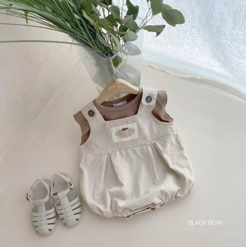 Black Bean - Korean Baby Fashion - #onlinebabyshop - Bebe Merry Dungarees Sleeeveless Set