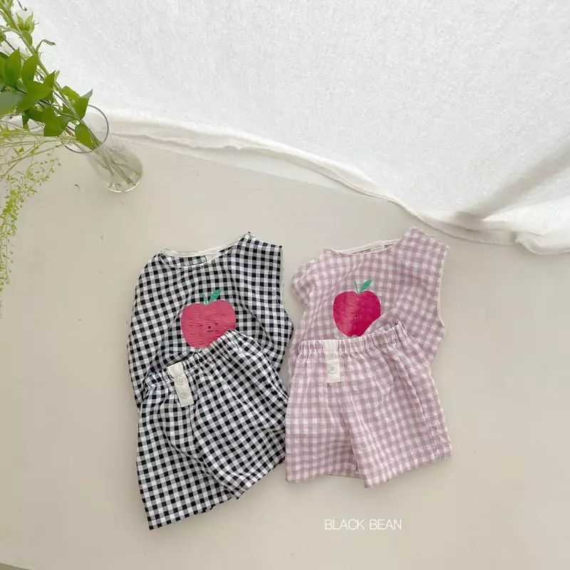 Black Bean - Korean Children Fashion - #childofig - Apple Top Bottom Set - 3