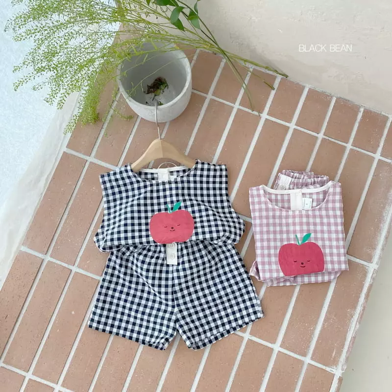 Black Bean - Korean Children Fashion - #childofig - Apple Top Bottom Set - 4