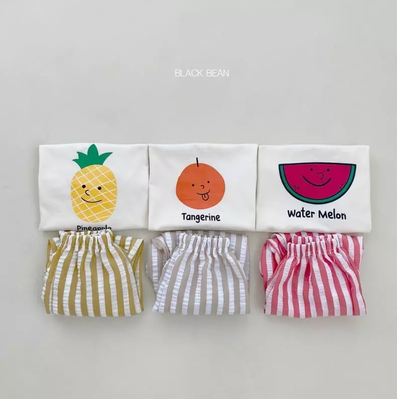 Black Bean - Korean Children Fashion - #kidsshorts - Fruit Top Bottom Set - 8