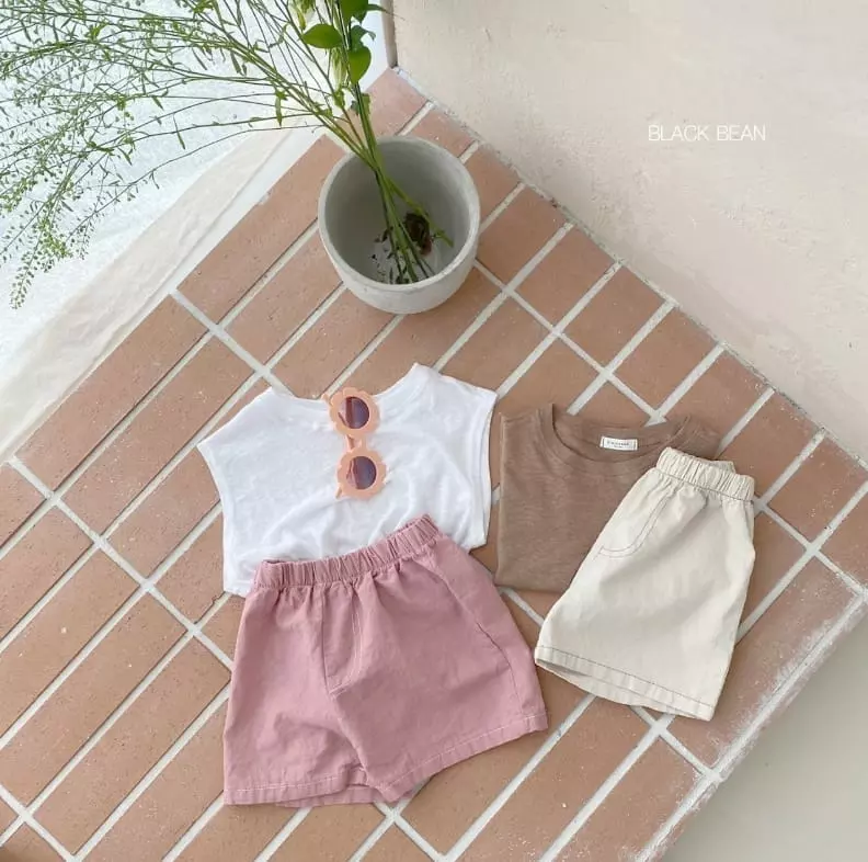 Black Bean - Korean Children Fashion - #kidsshorts - Brown Sleeveless Set