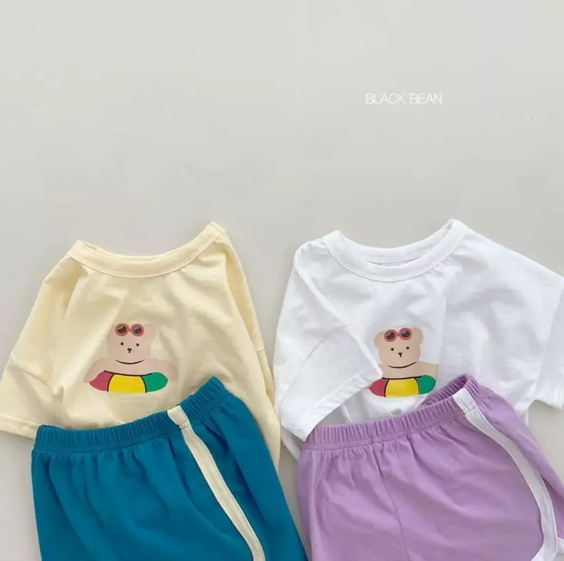 Black Bean - Korean Children Fashion - #prettylittlegirls - Tube Bear Top Bottom Set