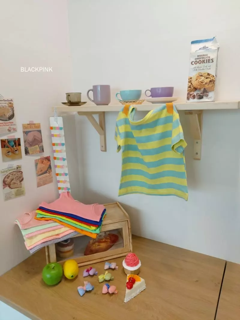 Black Pink - Korean Children Fashion - #childofig - Multi Stripes Tee - 12