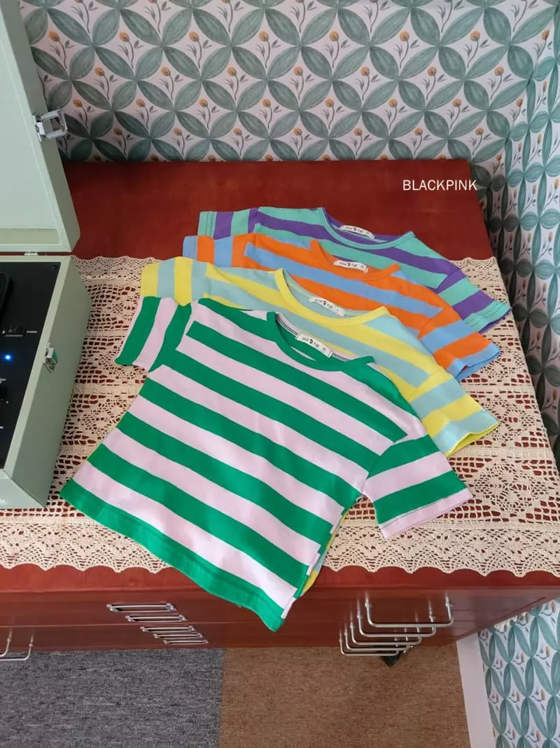 Black Pink - Korean Children Fashion - #designkidswear - Multi Stripes Tee