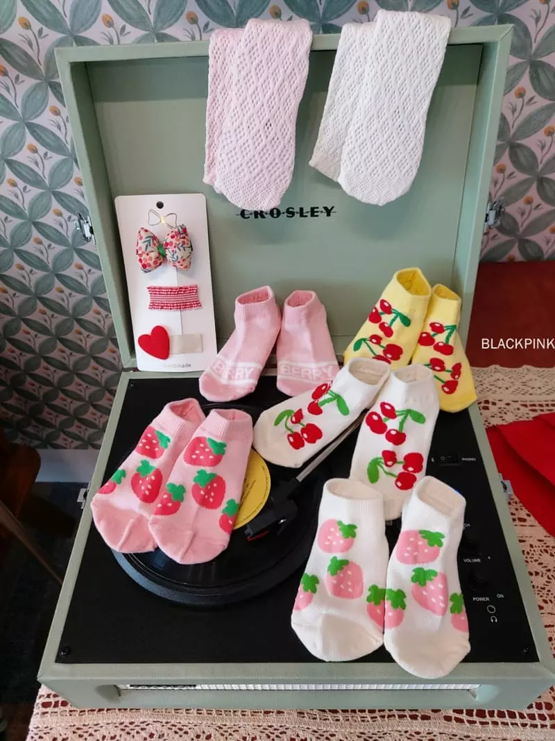Black Pink - Korean Children Fashion - #designkidswear - Strawberry Cherry Socksc - 2